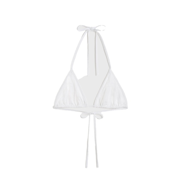 Toteme Monogram pointelle bikini top in White