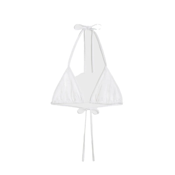 Toteme Monogram pointelle bikini top in White