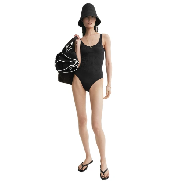Toteme Monogram pointelle swimsuit in Black, view 2