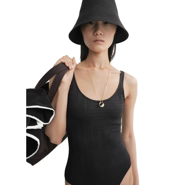 Toteme Monogram pointelle swimsuit in Black, view 5