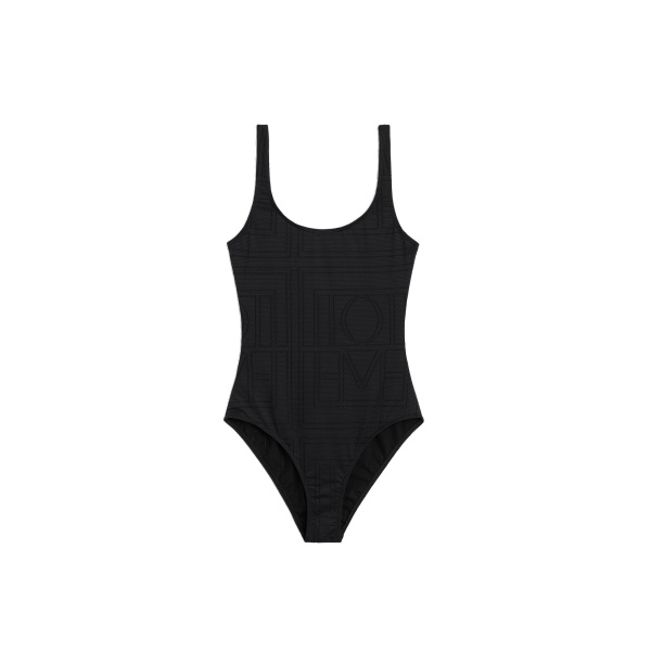 Toteme Monogram pointelle swimsuit in Black