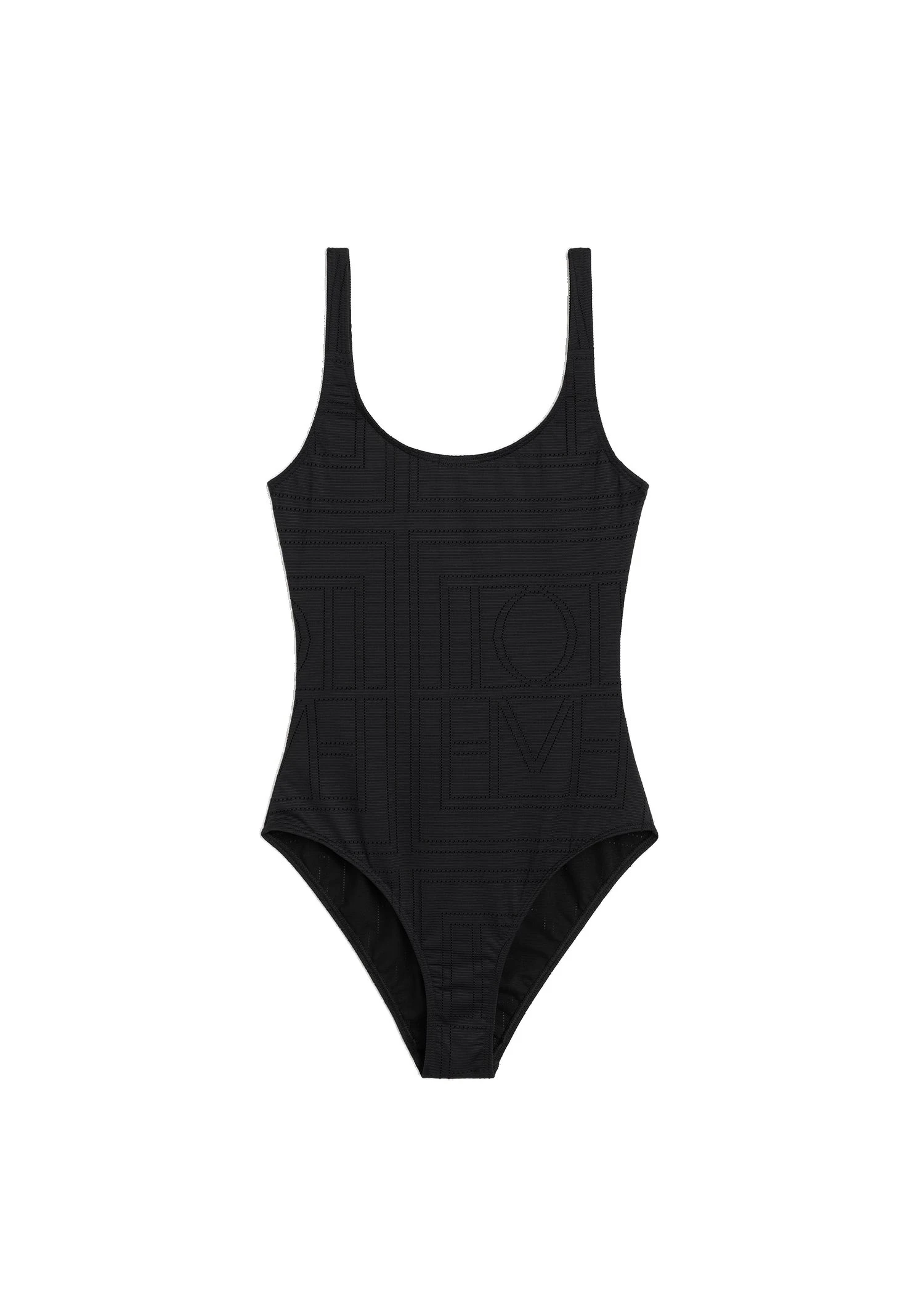 Toteme-Monogram-pointelle-swimsuit-in-Black-white Toteme Monogram pointelle swimsuit in Black