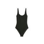 Toteme Monogram pointelle swimsuit in Dark green