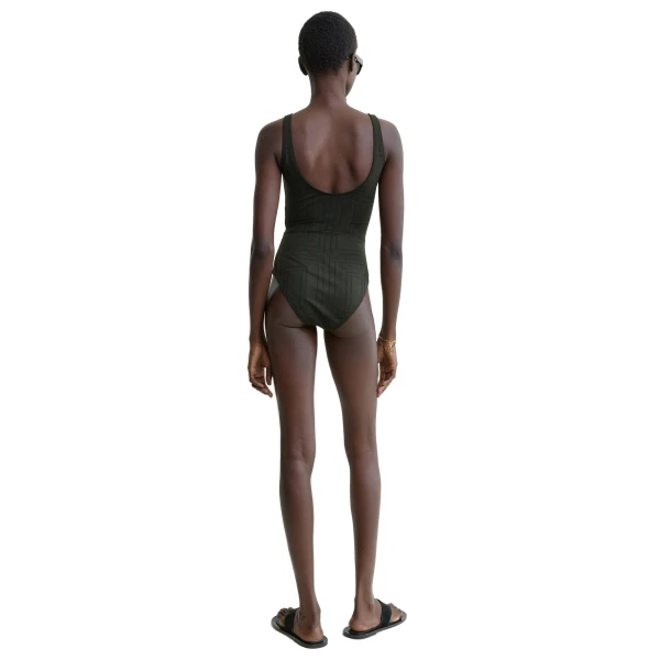 Toteme Monogram pointelle swimsuit in Dark green, view 4