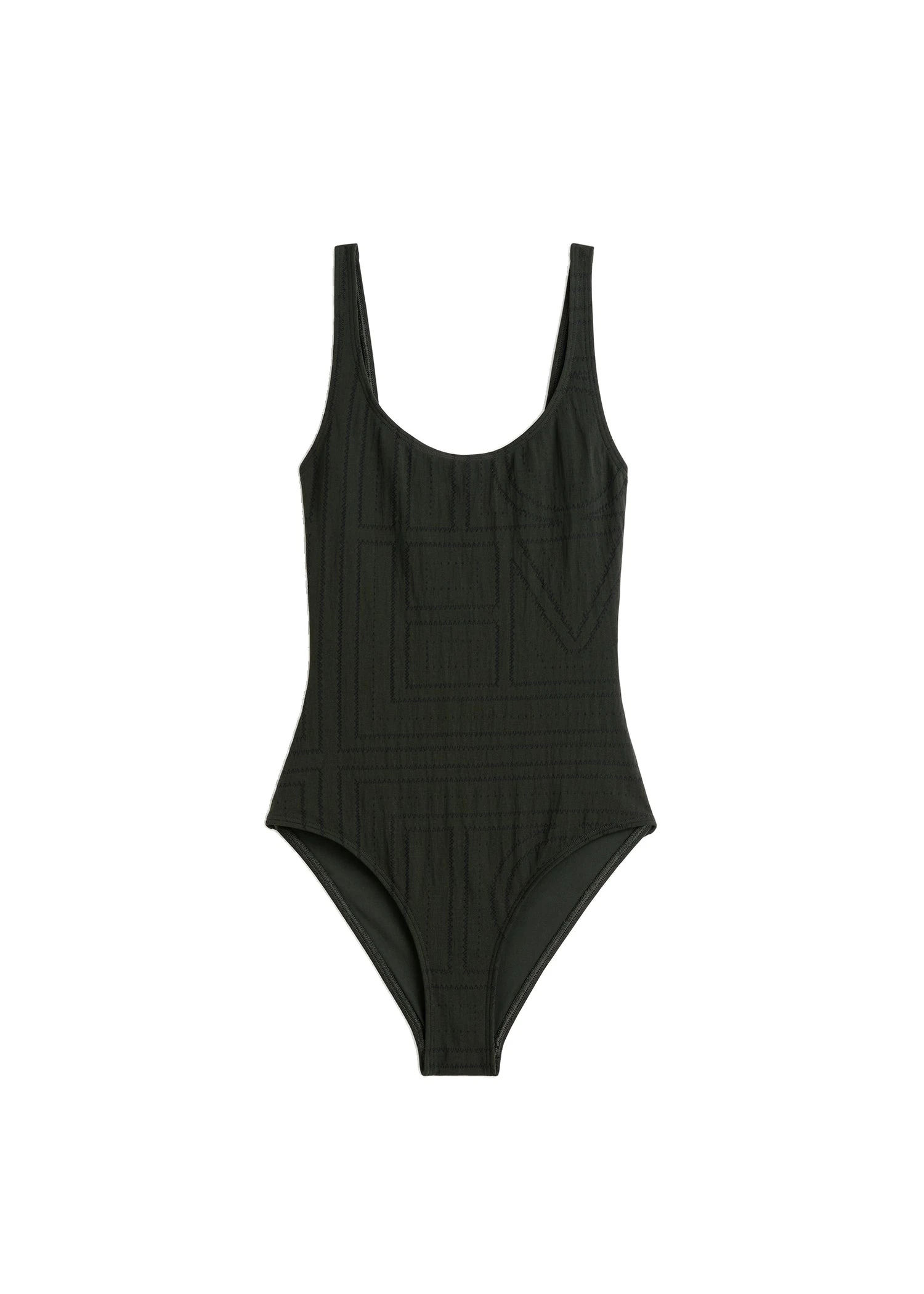 Toteme-Monogram-pointelle-swimsuit-in-Dark-green-white Toteme Monogram pointelle swimsuit in Dark green