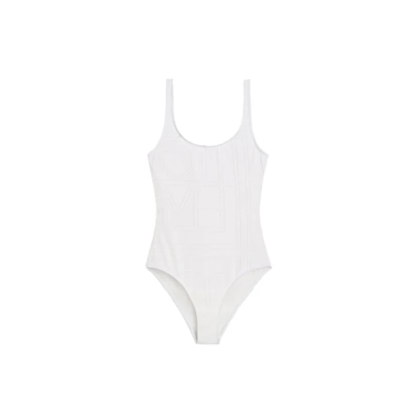 Monogram pointelle swimsuit in White