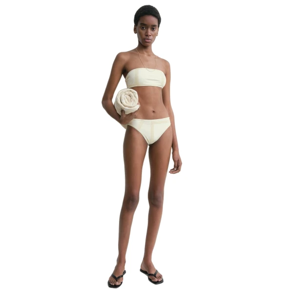 Toteme Monogram strapless bikini top in Ecru / Straw, view 2