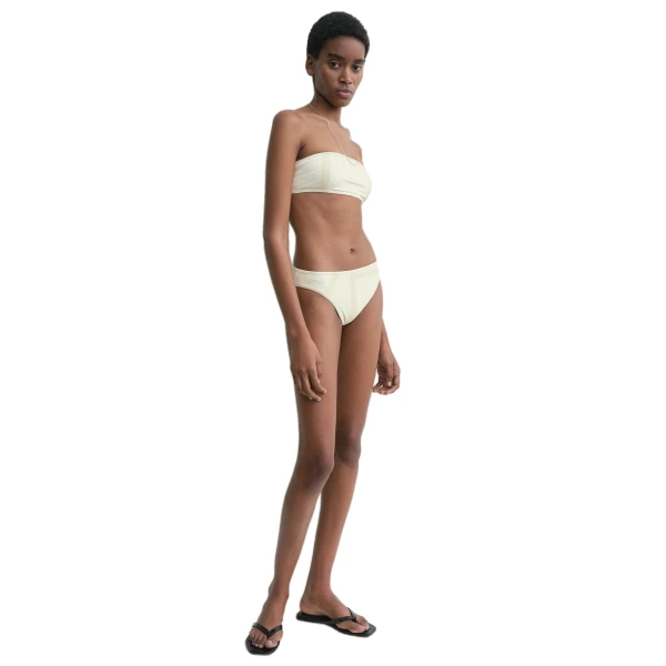 Toteme Monogram strapless bikini top in Ecru / Straw, view 3