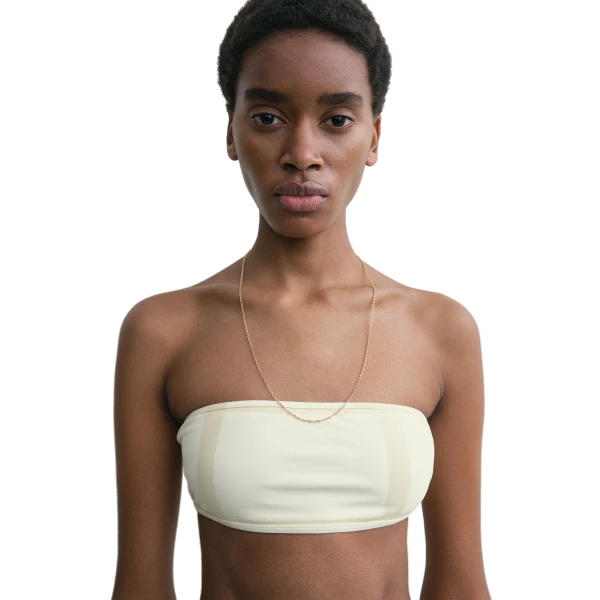 Toteme Monogram strapless bikini top in Ecru / Straw, view 5