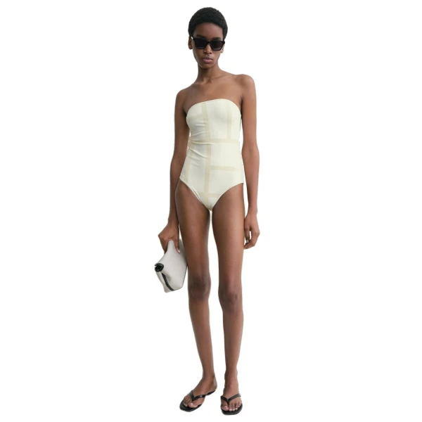 Toteme Monogram strapless swimsuit in Ecru / Straw, view 2