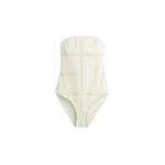 Toteme Monogram strapless swimsuit in Ecru / Straw