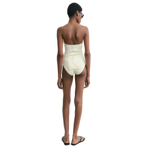 Toteme Monogram strapless swimsuit in Ecru / Straw, view 4