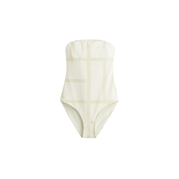 Toteme Monogram strapless swimsuit in Ecru / Straw