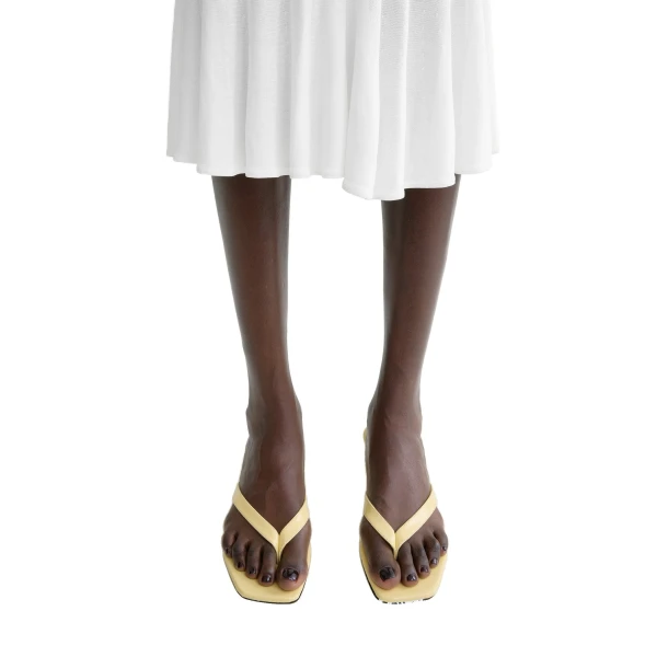 Naplack heeled flip flops in Buttercup - Image 2