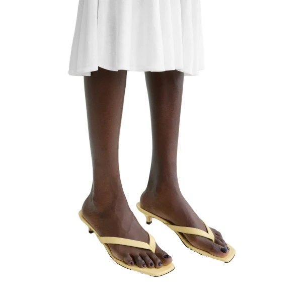 Naplack heeled flip flops in Buttercup - Image 3