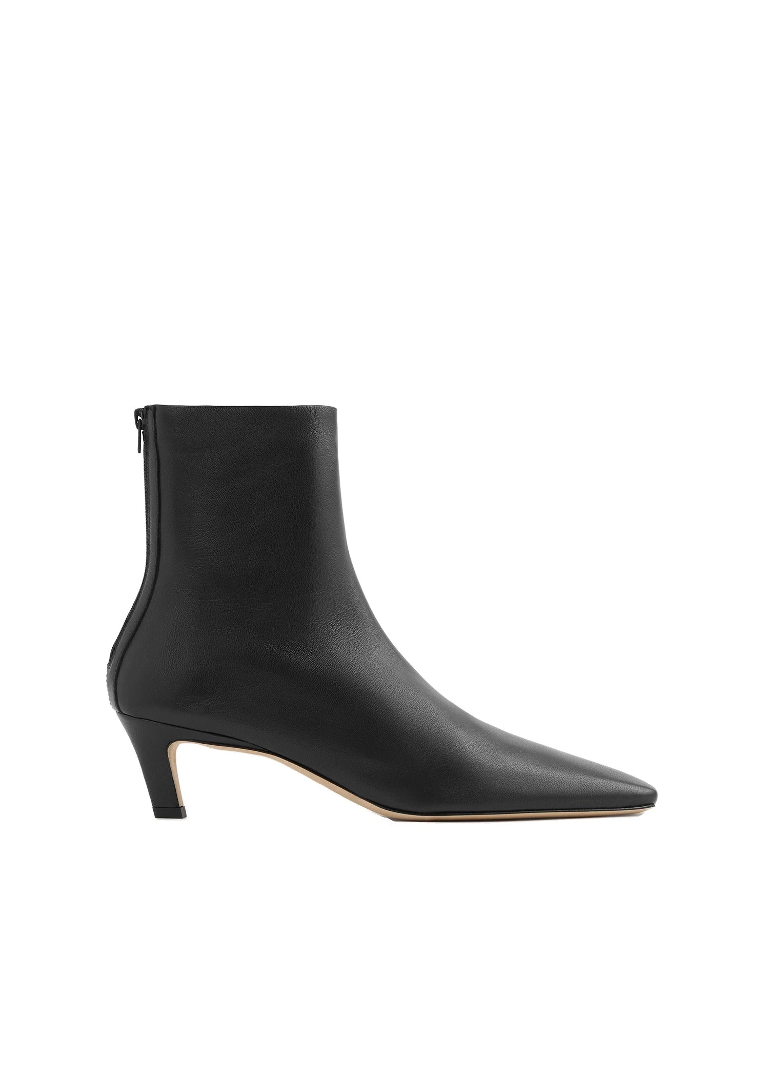 Nappa mid-heel boots in Black