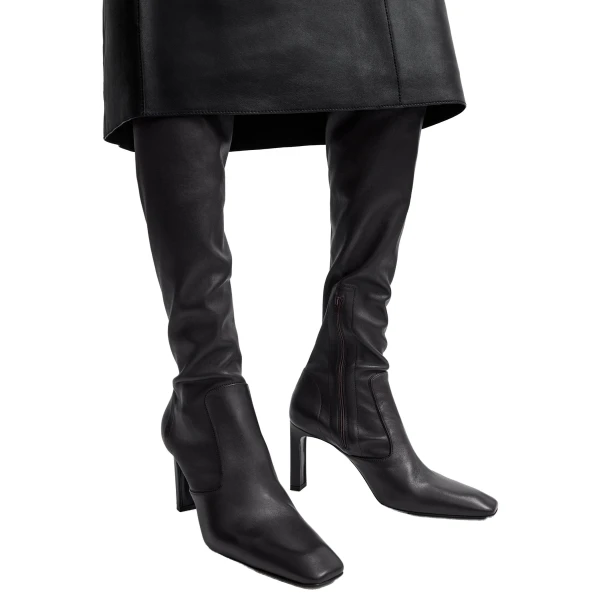 Nappa over-the-knee boots in Bark - Image 3