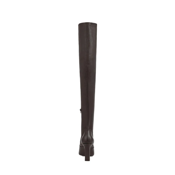 Nappa over-the-knee boots in Bark - Image 4