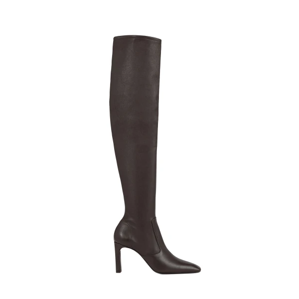 Nappa over-the-knee boots in Bark