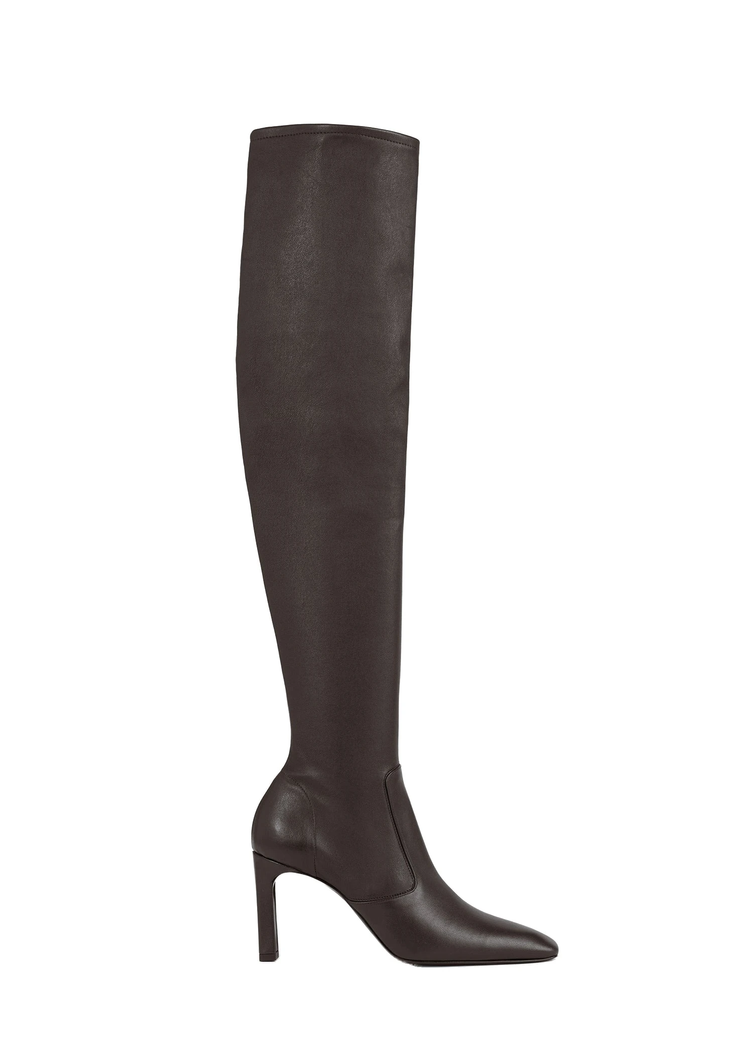 Nappa over-the-knee boots in Bark
