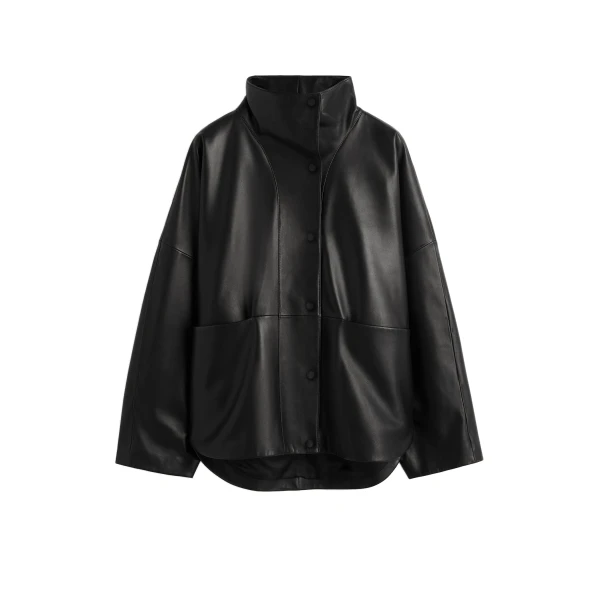 Nappa parachute jacket in Black