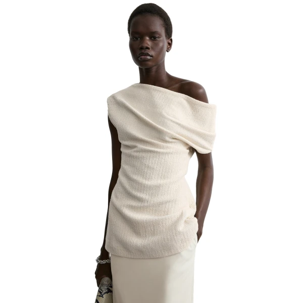 Toteme One-shoulder top in Ecru, view 5