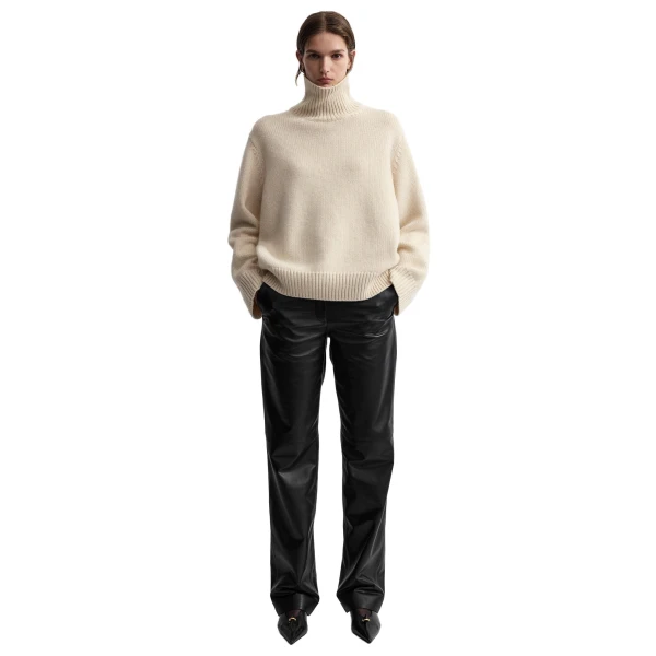 Toteme Oversized lambswool turtleneck in Almond, view 2