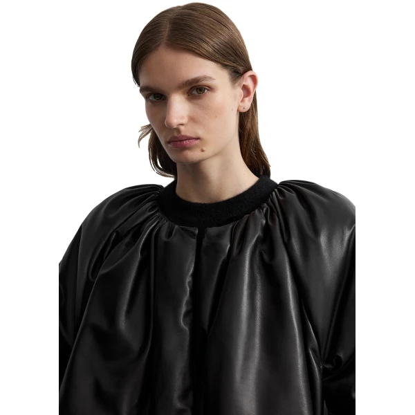 Toteme Padded leather coat in Black, view 6