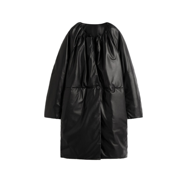 Toteme Padded leather coat in Black
