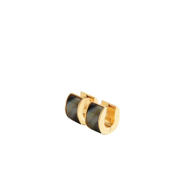 Petite signature hoops in Beige / Gold - Image 3