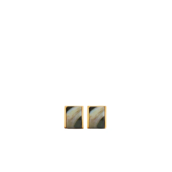 Petite signature hoops in Beige / Gold