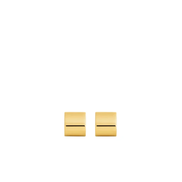 Petite signature hoops in Gold