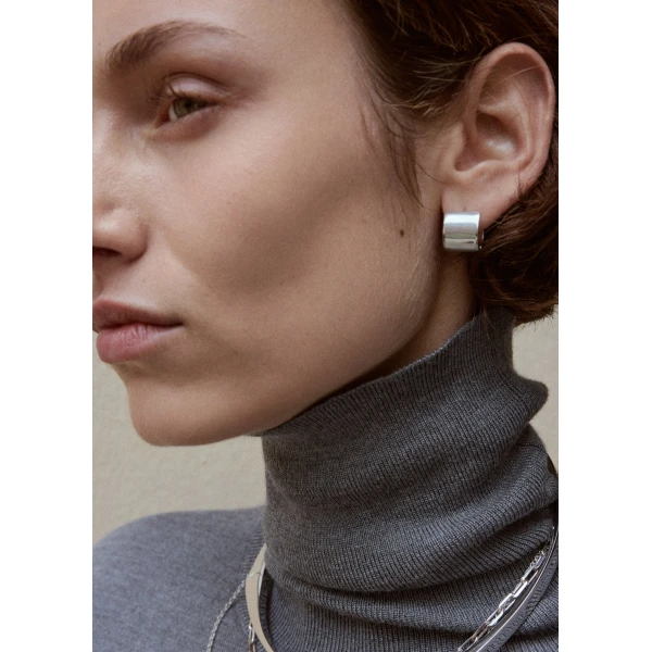Petite signature hoops in Silver - Image 2
