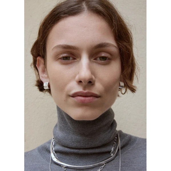 Petite signature hoops in Silver - Image 3