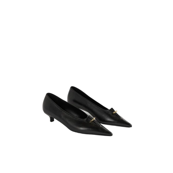 Pierced nappa pumps in Black - Image 5