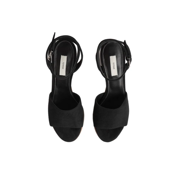 Platform suede sandals in Black / Tan - Image 5