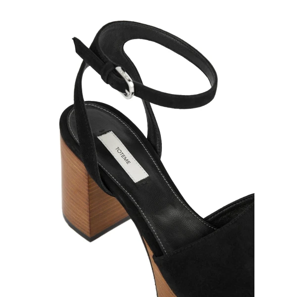 Platform suede sandals in Black / Tan - Image 6