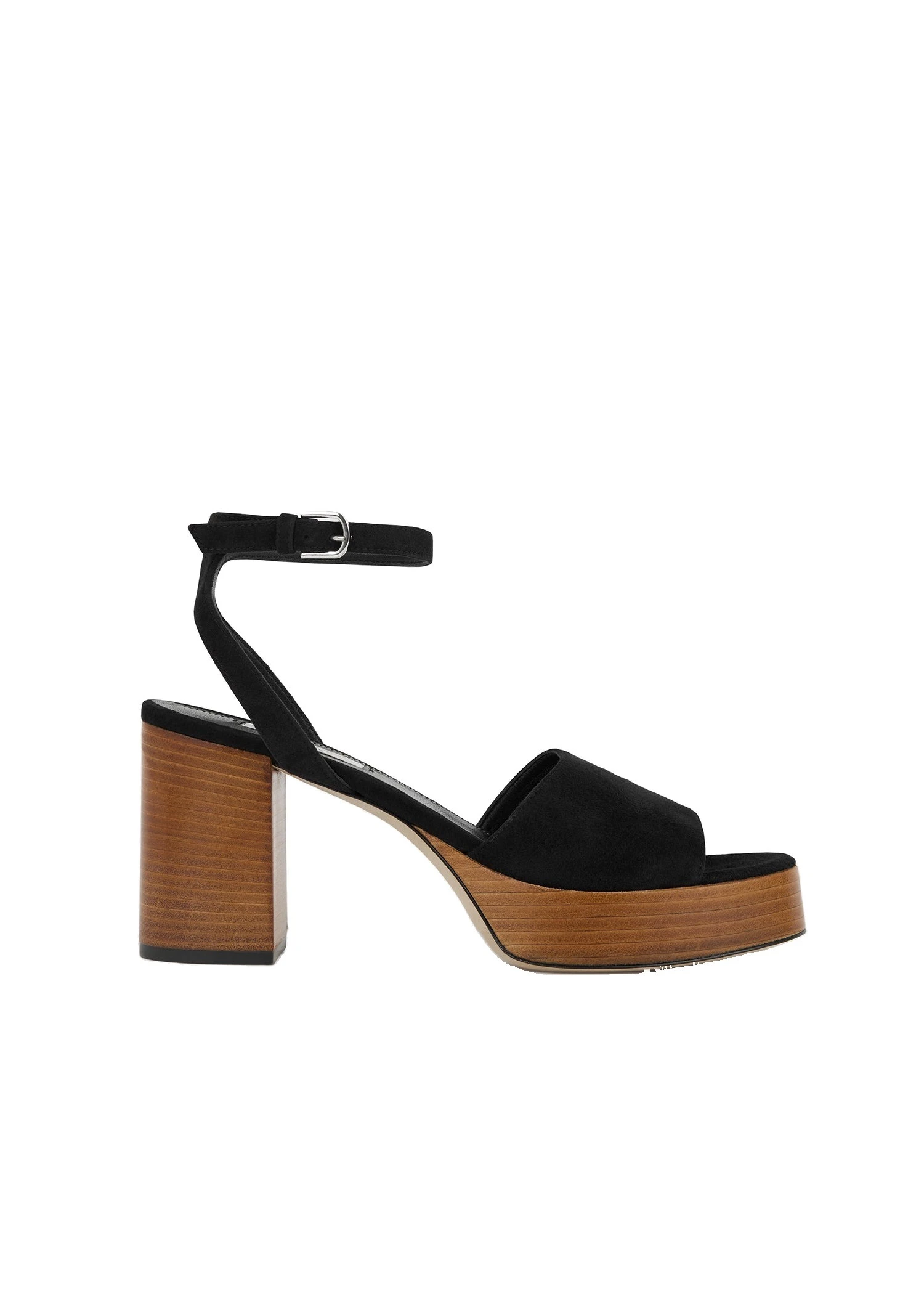 Platform suede sandals in Black / Tan