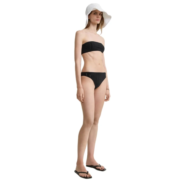 Toteme Pointelle bikini bottoms in Washed black, view 3