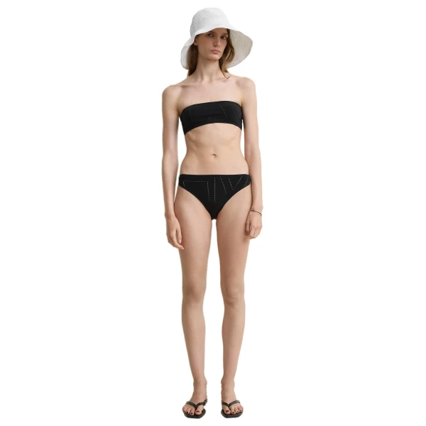 Toteme Pointelle strapless bikini top in Washed black, view 2