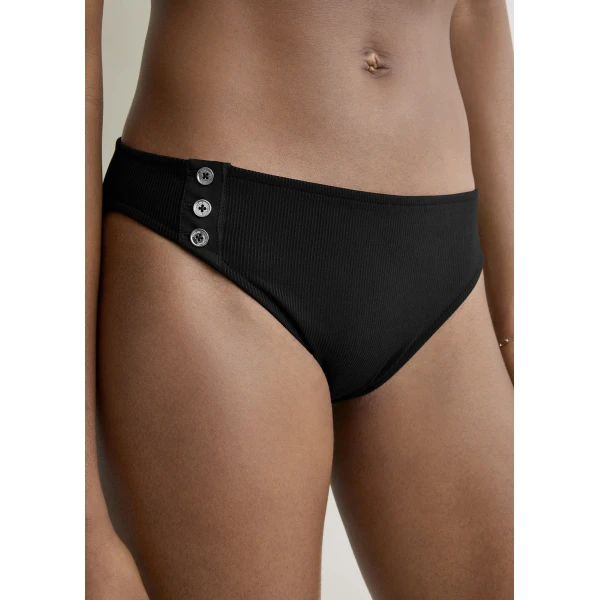 Toteme Ribbed bikini bottoms in Black, view 4