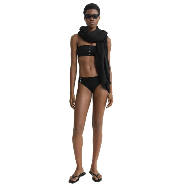 Toteme Ribbed bikini bottoms in Black, view 5