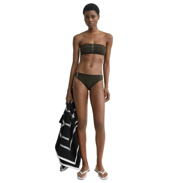 Toteme Ribbed bikini bottoms in Dark green, view 2