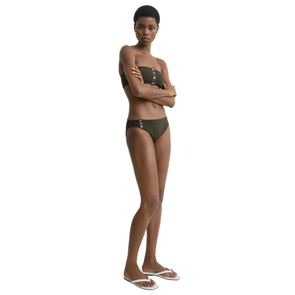 Toteme Ribbed bikini bottoms in Dark green, view 3