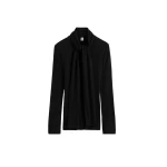 Toteme Ribbed bow blouse in Black