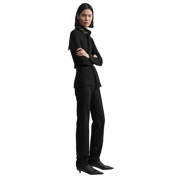Toteme Ribbed bow blouse in Black, view 3