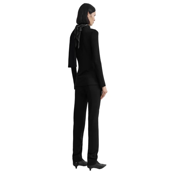 Toteme Ribbed bow blouse in Black, view 4