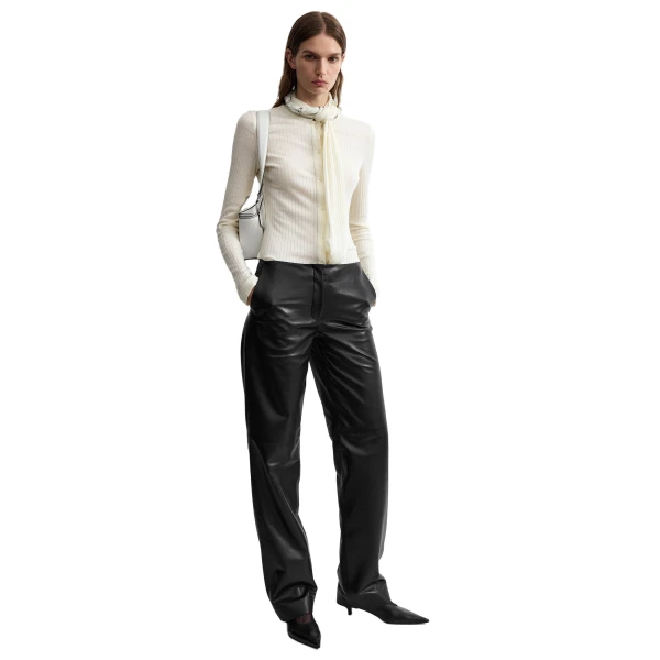 Toteme Ribbed bow blouse in Ecru, view 2
