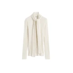 Toteme Ribbed bow blouse in Ecru