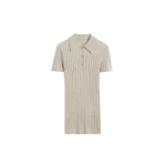 Toteme Ribbed cashmere silk polo in Oat mélange